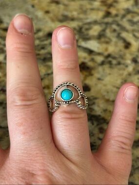 NEW Silver Plated and Faux Turquoise Stone Ring